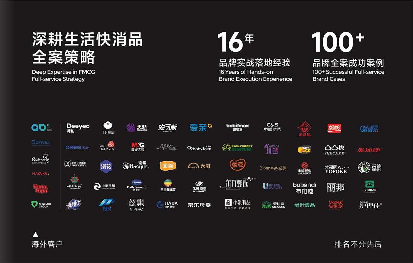 在水一方品牌营销合作客户LOGO墙，包含十月结晶、布班迪、朵薇、宜婴、爱舒乐、雨森、马应龙、盼盼等母婴、卫品、成人护理、女性用品、食品等品牌logo集合